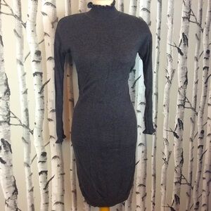 Carolina Belle Grey Turtleneck Sweater Dress